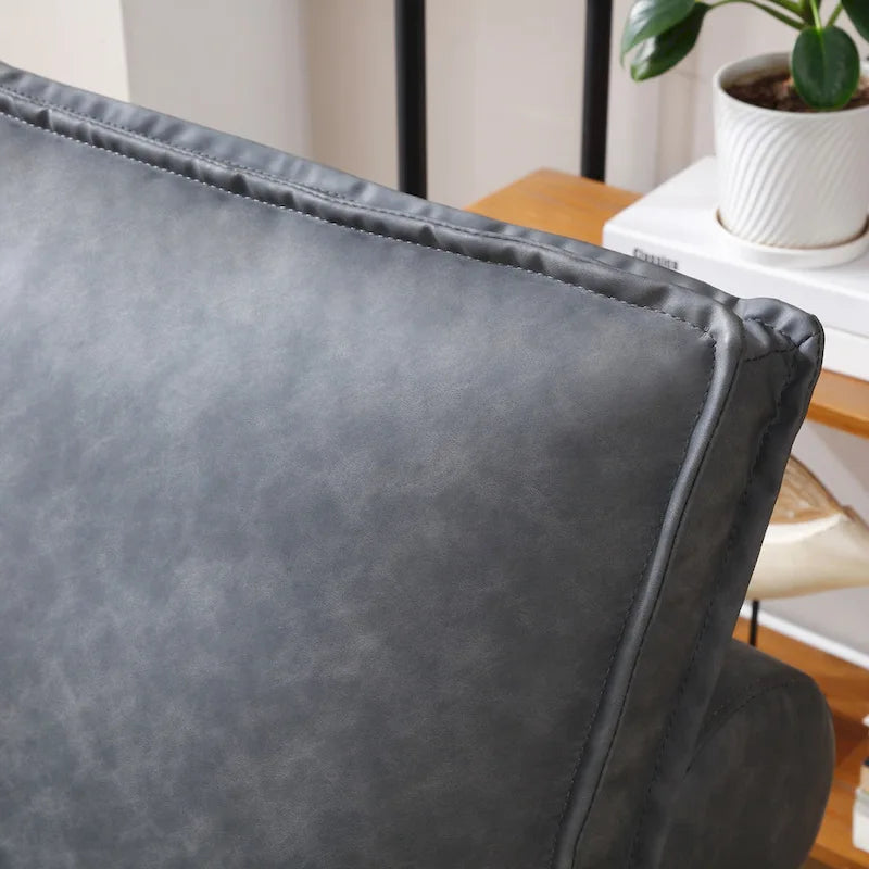 Ottomane-Schlafsofa aus Kunstleder, 3-in-1, mit ausziehbarer Liegefläche und abnehmbarer Rückenlehne, Braun, Grau