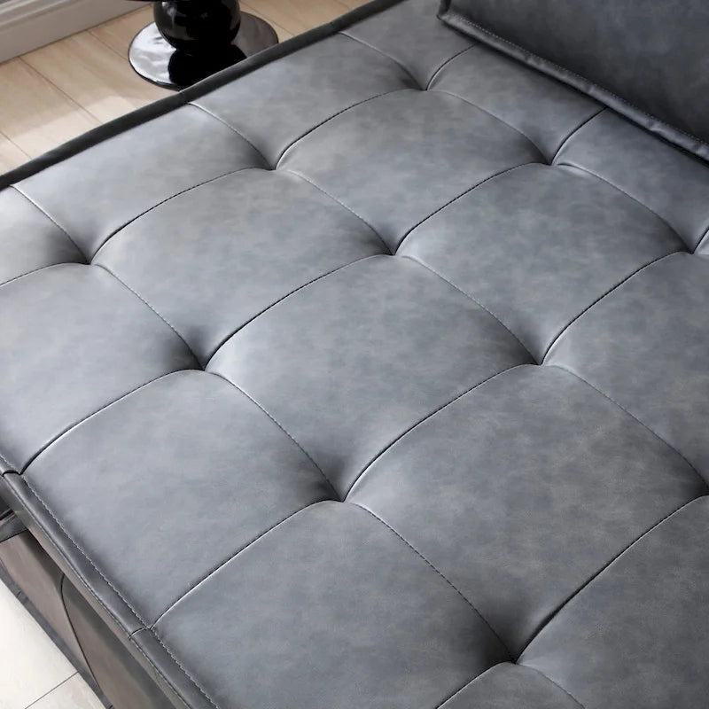 Ottomane-Schlafsofa aus Kunstleder, 3-in-1, mit ausziehbarer Liegefläche und abnehmbarer Rückenlehne, Braun, Grau