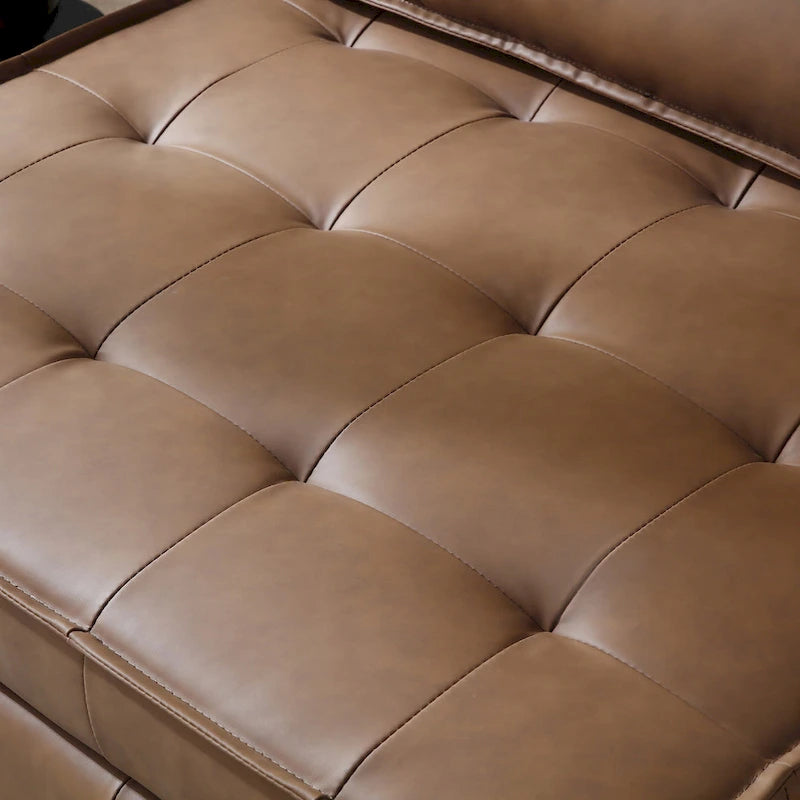 Ottomane-Schlafsofa aus Kunstleder, 3-in-1, mit ausziehbarer Liegefläche und abnehmbarer Rückenlehne, Braun, Grau