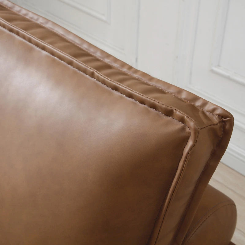 Ottomane-Schlafsofa aus Kunstleder, 3-in-1, mit ausziehbarer Liegefläche und abnehmbarer Rückenlehne, Braun, Grau