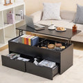 Lift-Top Coffee Table with Storage Center Tables Hidden Compartment & 2 Drawers
