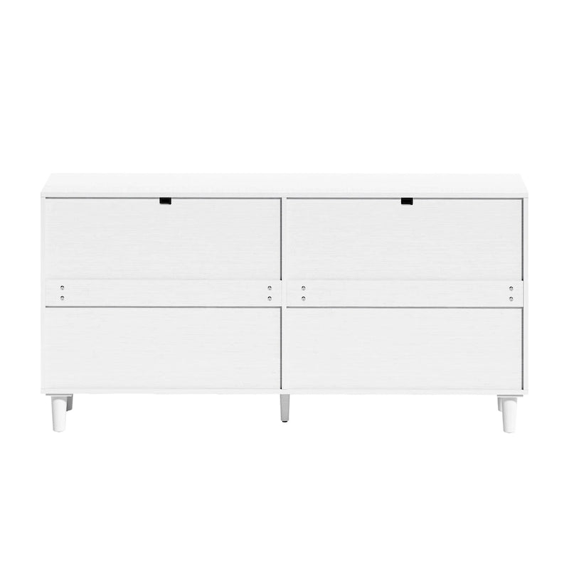 6-Drawer Rattan Dresser Chipboard Frame Anti-Tip Bedroom Storage Black White Oak
