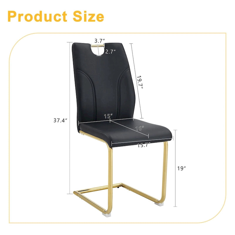 Modern PU Leather Dining Chair Gold Metal Legs Ergonomic Cushioned Back