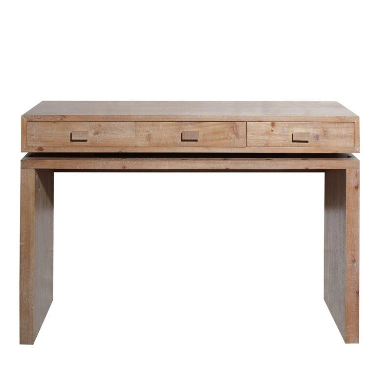Rustic 3-Drawer Wood Console Table Distressed Finish Entryway Hallway