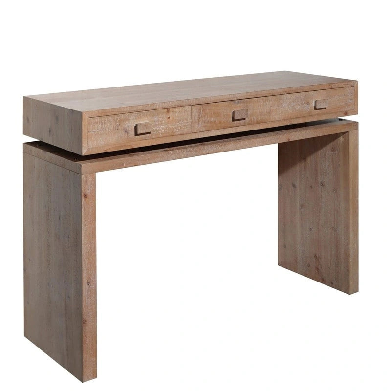 Rustic 3-Drawer Wood Console Table Distressed Finish Entryway Hallway