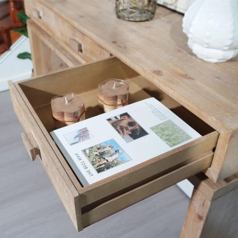 Rustic 3-Drawer Wood Console Table Distressed Finish Entryway Hallway