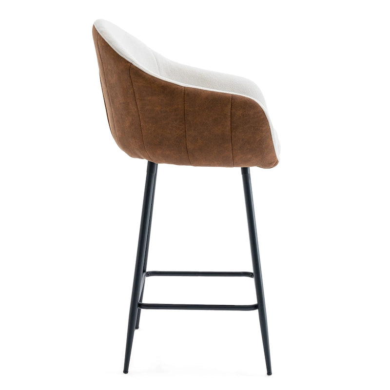 Moderner gepolsterter Tresenstuhl mit gepolsterter Sitzfläche und Metallbeinen, Beige, Braun