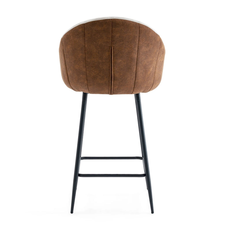 Moderner gepolsterter Tresenstuhl mit gepolsterter Sitzfläche und Metallbeinen, Beige, Braun