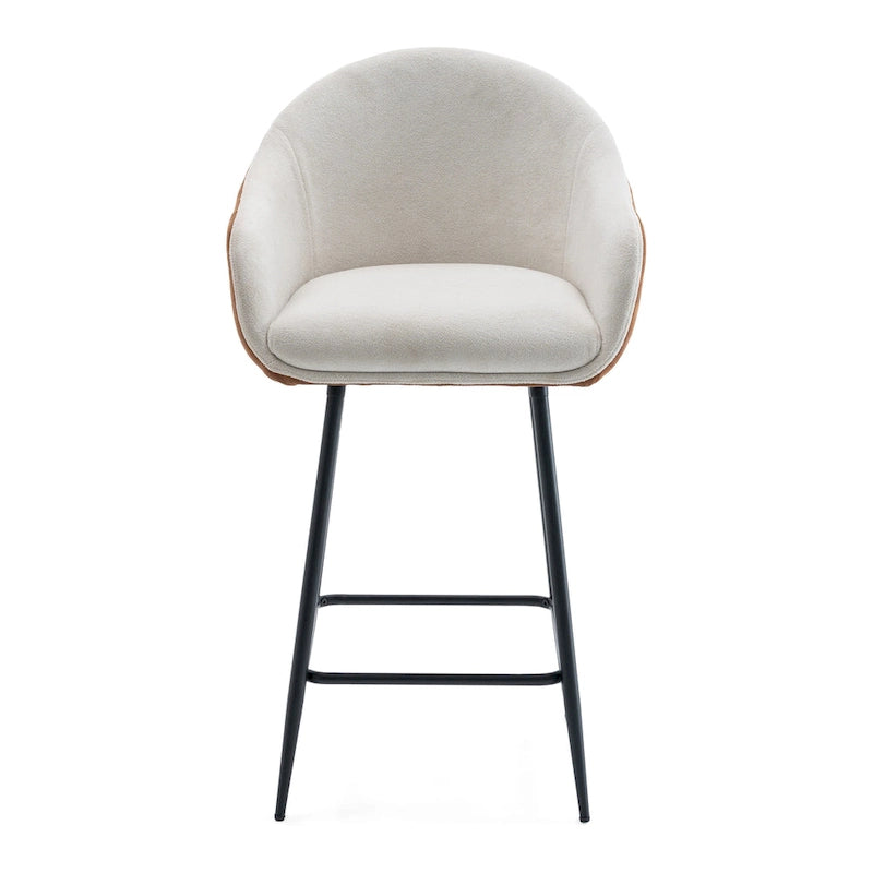 Moderner gepolsterter Tresenstuhl mit gepolsterter Sitzfläche und Metallbeinen, Beige, Braun