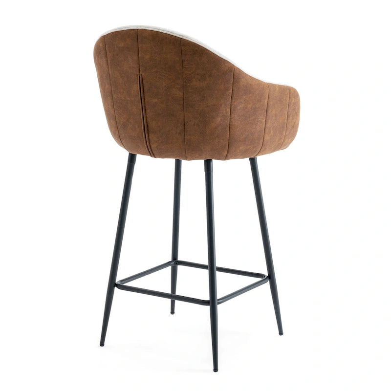 Moderner gepolsterter Tresenstuhl mit gepolsterter Sitzfläche und Metallbeinen, Beige, Braun