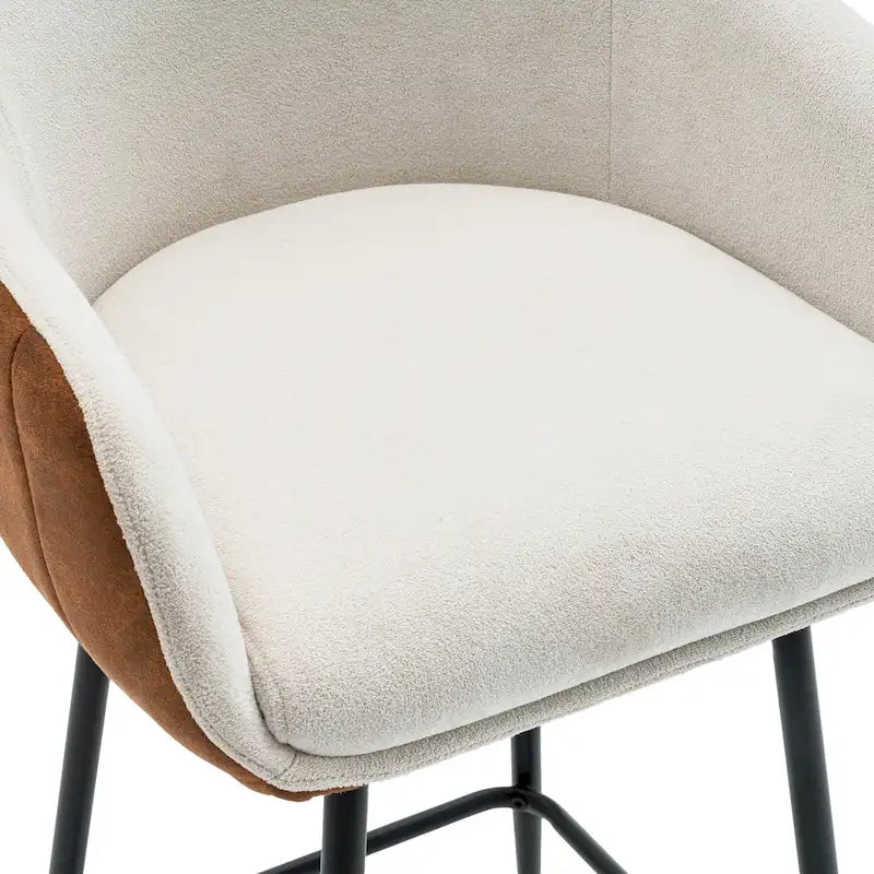 Moderner gepolsterter Tresenstuhl mit gepolsterter Sitzfläche und Metallbeinen, Beige, Braun