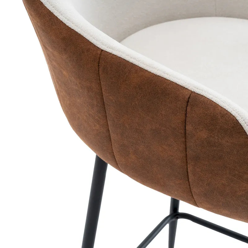 Moderner gepolsterter Tresenstuhl mit gepolsterter Sitzfläche und Metallbeinen, Beige, Braun