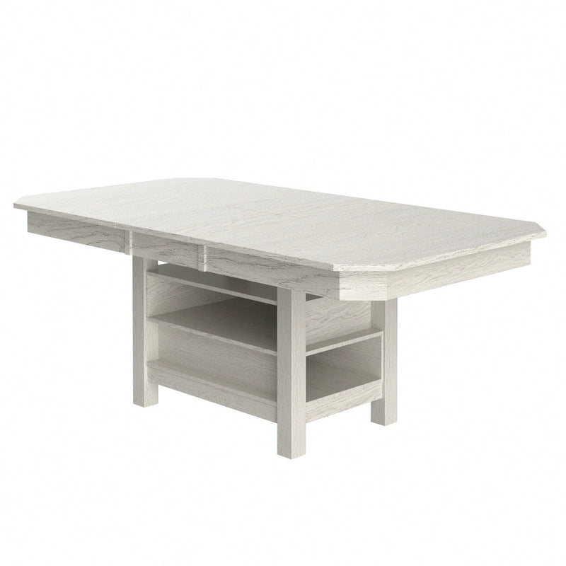 Farmhouse Extendable Solid Wood Dining Table Seats 6-8 Plinth Base Grey