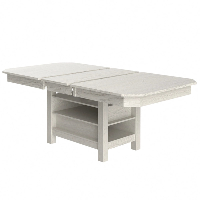 Farmhouse Extendable Solid Wood Dining Table Seats 6-8 Plinth Base Grey