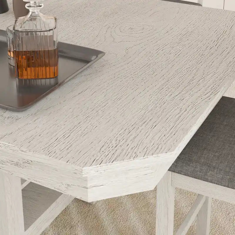 Ausziehbarer Esstisch im Landhausstil aus Massivholz für 6-8 Personen, Sockelgestell, Grau