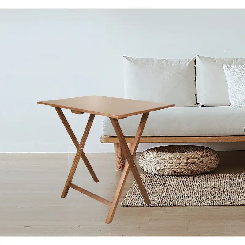 Eco-Friendly Bamboo Folding Desk Rounded Edges Locking Mechanism Small Space