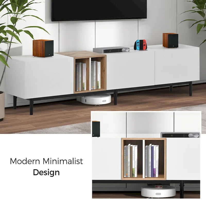 TV-Schrank mit 76 Zoll Breite, Klapptüren, großem Stauraum aus MDF, für Fernseher bis 80 Zoll