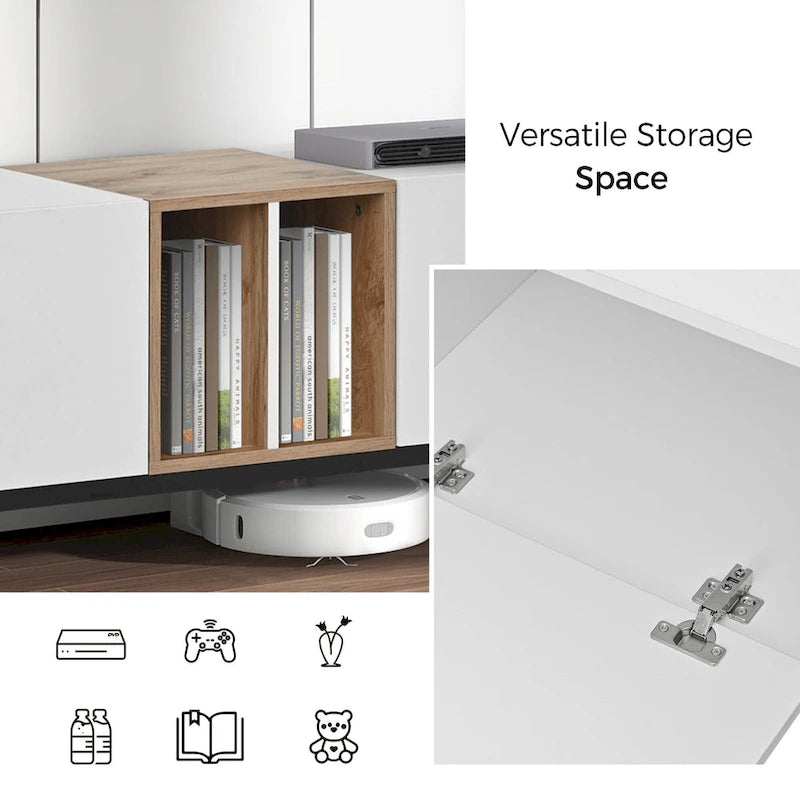 TV-Schrank mit 76 Zoll Breite, Klapptüren, großem Stauraum aus MDF, für Fernseher bis 80 Zoll