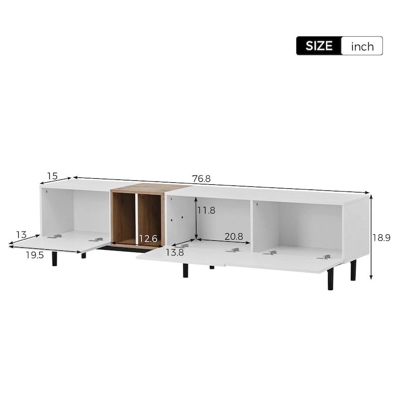 TV-Schrank mit 76 Zoll Breite, Klapptüren, großem Stauraum aus MDF, für Fernseher bis 80 Zoll