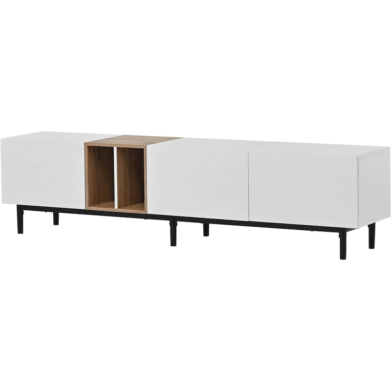 TV-Schrank mit 76 Zoll Breite, Klapptüren, großem Stauraum aus MDF, für Fernseher bis 80 Zoll
