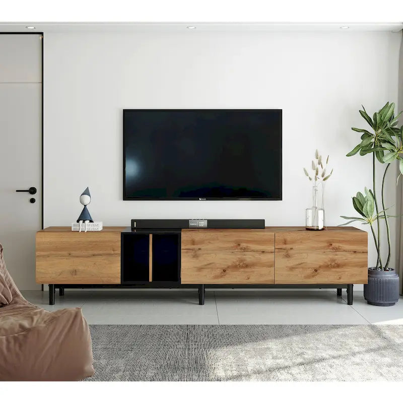 TV-Schrank mit 76 Zoll Breite, Klapptüren, großem Stauraum aus MDF, für Fernseher bis 80 Zoll