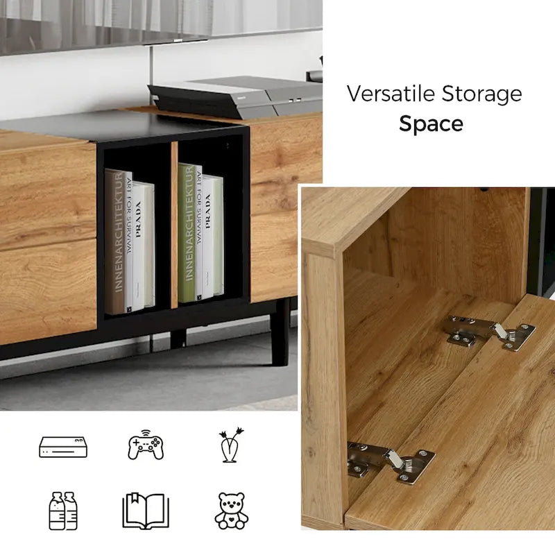 TV-Schrank mit 76 Zoll Breite, Klapptüren, großem Stauraum aus MDF, für Fernseher bis 80 Zoll