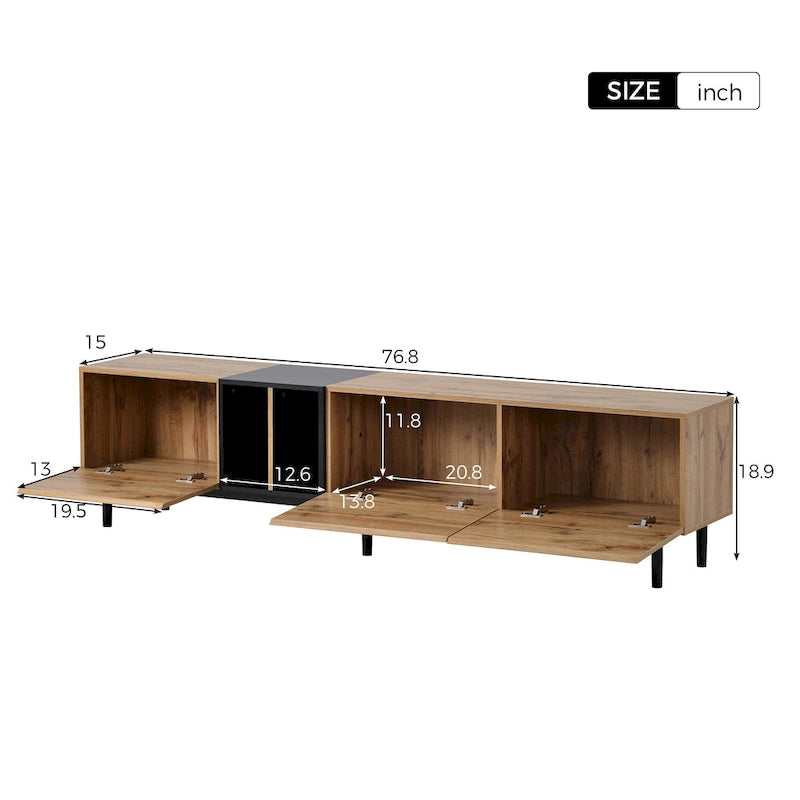 TV-Schrank mit 76 Zoll Breite, Klapptüren, großem Stauraum aus MDF, für Fernseher bis 80 Zoll