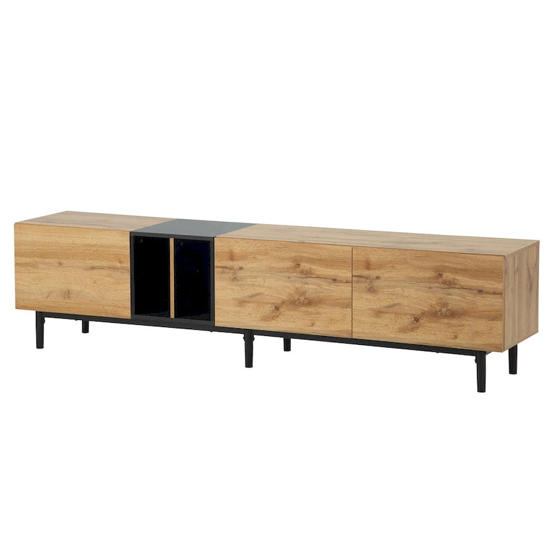 TV-Schrank mit 76 Zoll Breite, Klapptüren, großem Stauraum aus MDF, für Fernseher bis 80 Zoll