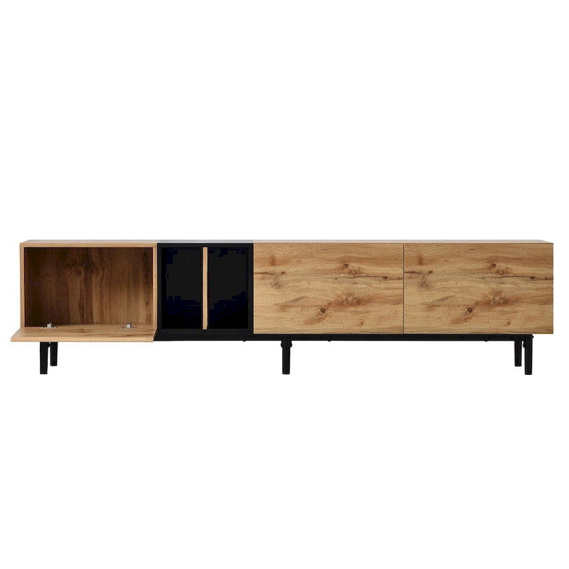 TV-Schrank mit 76 Zoll Breite, Klapptüren, großem Stauraum aus MDF, für Fernseher bis 80 Zoll