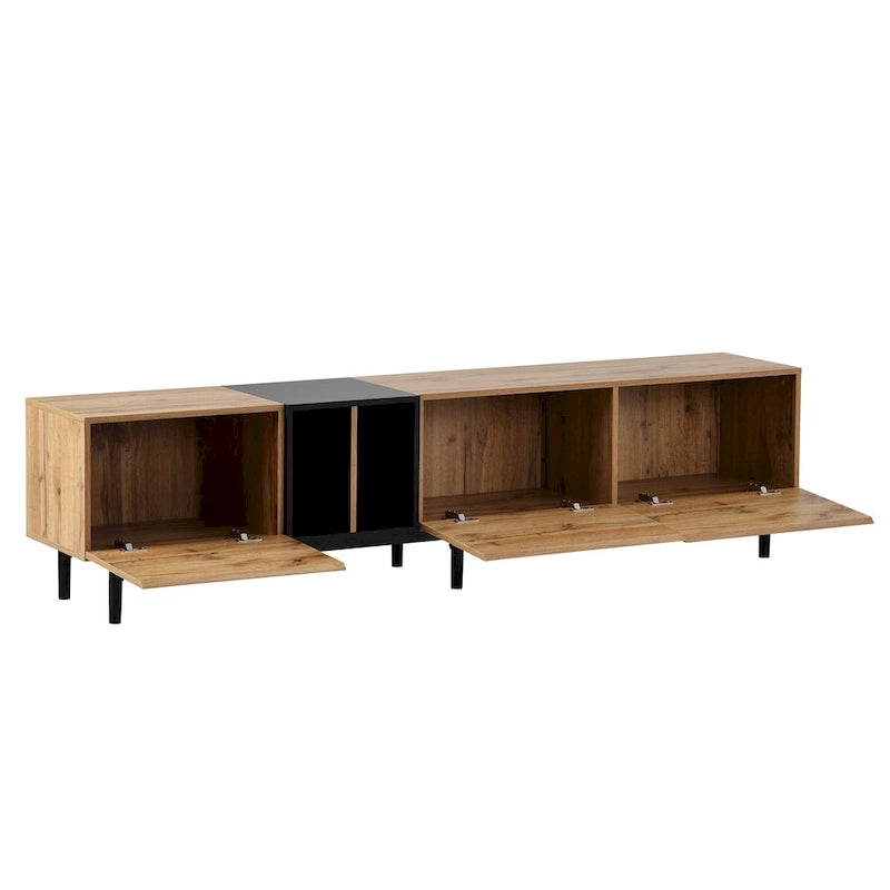 TV-Schrank mit 76 Zoll Breite, Klapptüren, großem Stauraum aus MDF, für Fernseher bis 80 Zoll
