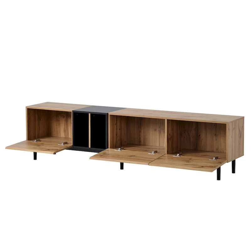 TV-Schrank mit 76 Zoll Breite, Klapptüren, großem Stauraum aus MDF, für Fernseher bis 80 Zoll