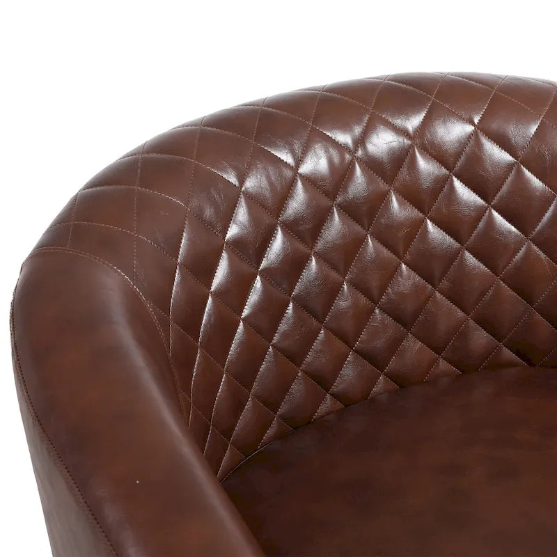 Barrel Accent Chair PU Leather Microfiber Solid Wood Legs Foam Seat Multi-Color