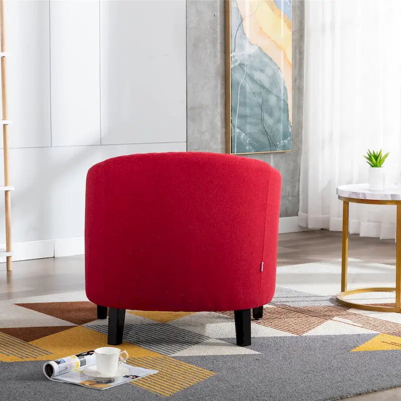 Barrel Accent Chair PU Leather Microfiber Solid Wood Legs Foam Seat Multi-Color