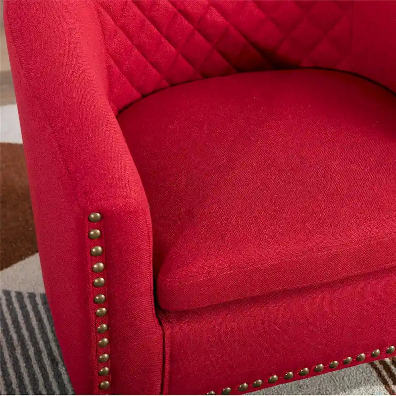 Barrel Accent Chair PU Leather Microfiber Solid Wood Legs Foam Seat Multi-Color