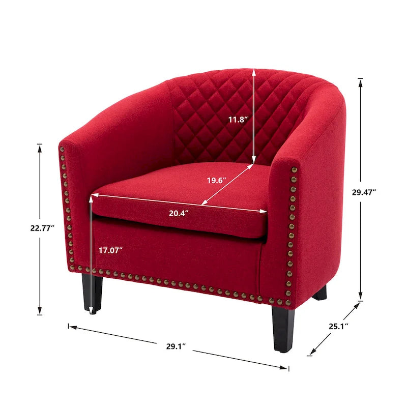 Barrel Accent Chair PU Leather Microfiber Solid Wood Legs Foam Seat Multi-Color