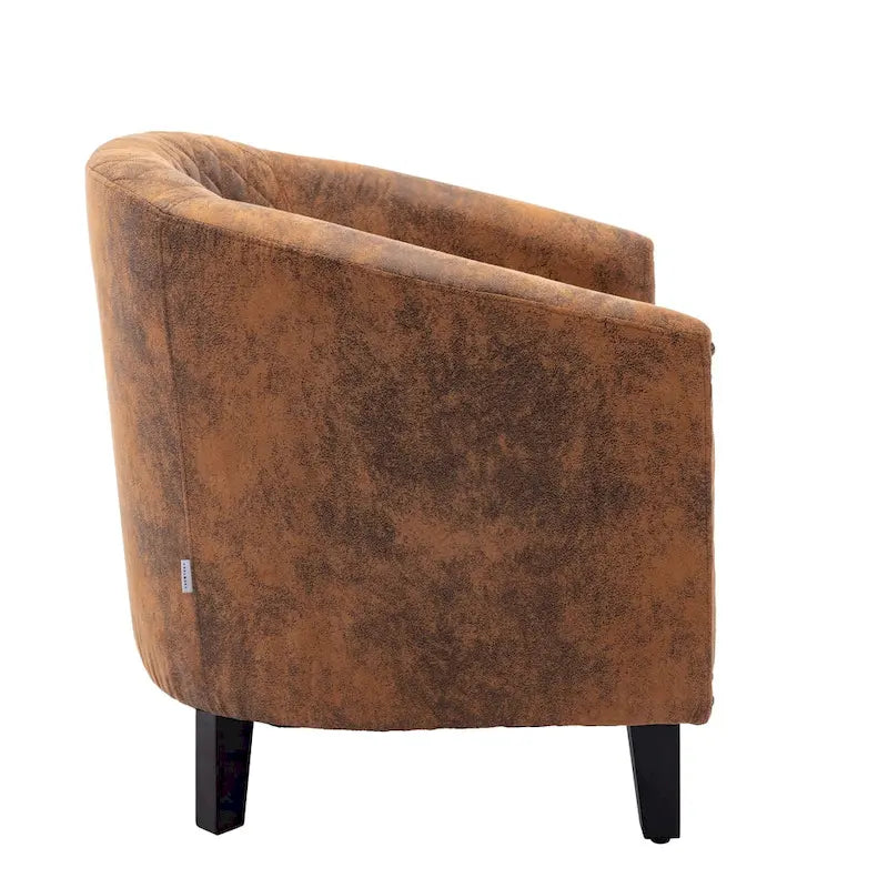 Barrel Accent Chair PU Leather Microfiber Solid Wood Legs Foam Seat Multi-Color