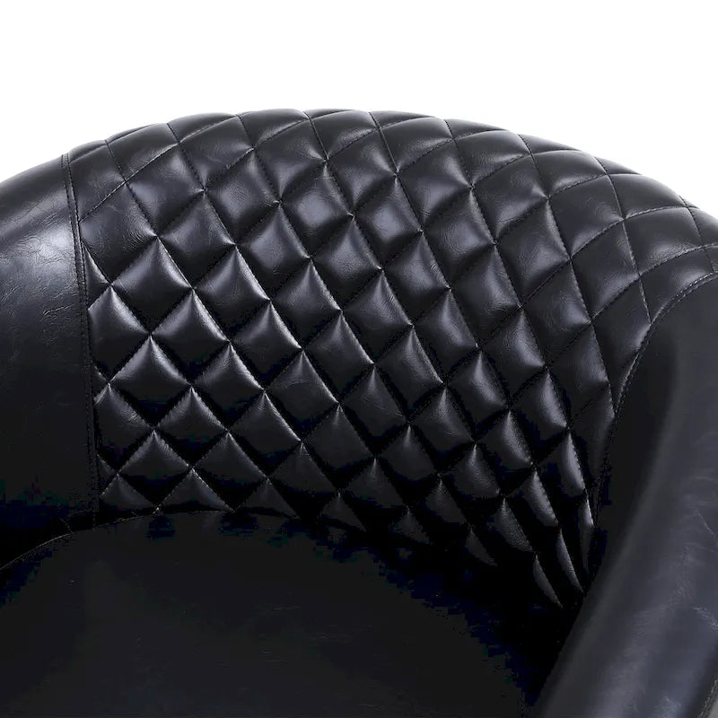 Barrel Accent Chair PU Leather Microfiber Solid Wood Legs Foam Seat Multi-Color