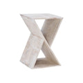 Triangular Rough Sawn Mango Wood Side Table Vintage Natural Lacquer