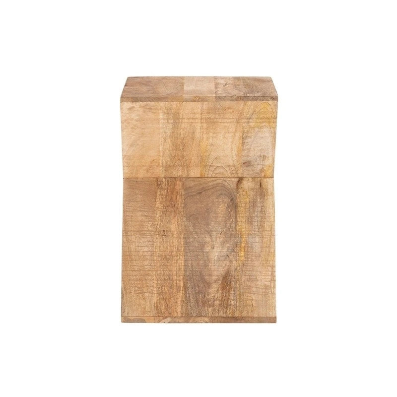 Triangular Rough Sawn Mango Wood Side Table Vintage Natural Lacquer