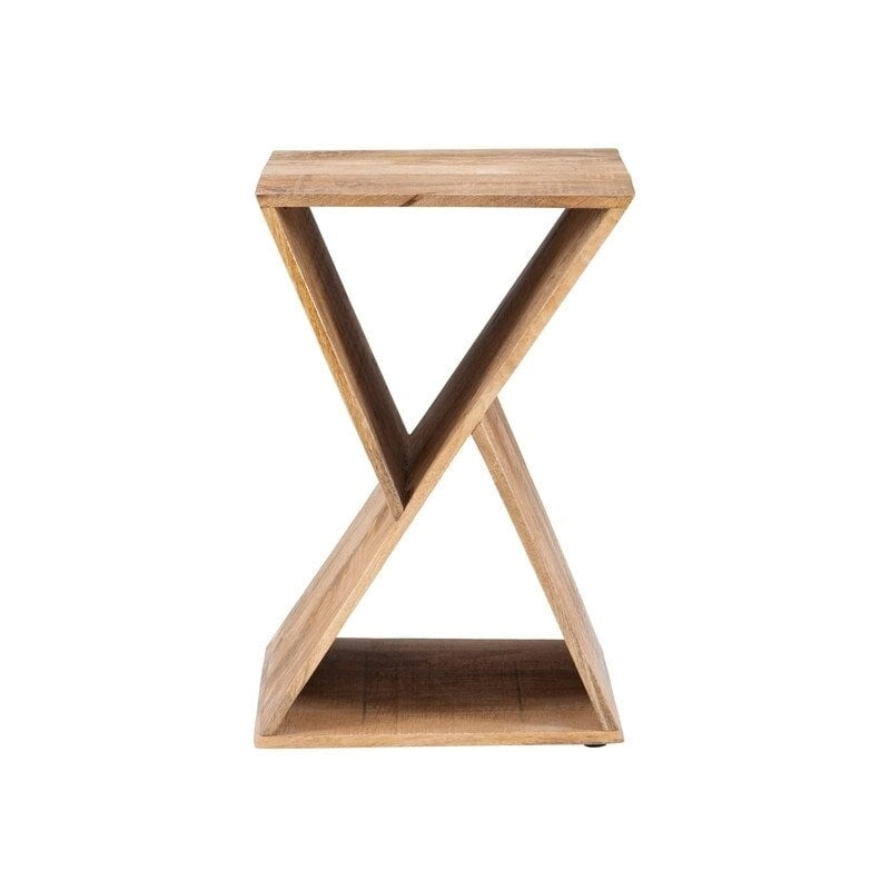 Triangular Rough Sawn Mango Wood Side Table Vintage Natural Lacquer