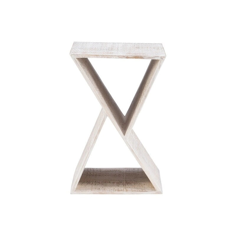 Triangular Rough Sawn Mango Wood Side Table Vintage Natural Lacquer