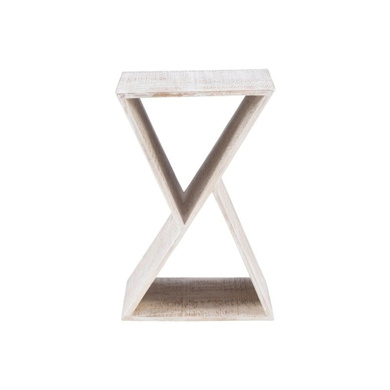 Triangular Rough Sawn Mango Wood Side Table Vintage Natural Lacquer