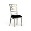 Modern Ladder-Back Dining Chair Silver Powder-Coated Metal Black Microfiber
