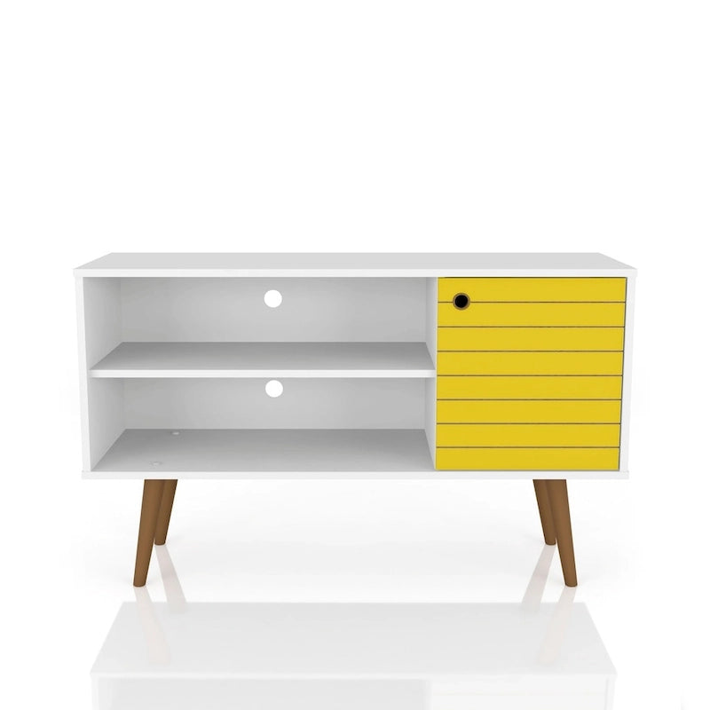 Retro Splayed Leg 2-Shelf TV Stand Media Console Cabinet