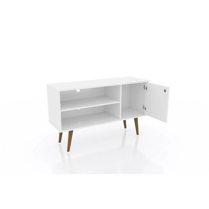 Retro Splayed Leg 2-Shelf TV Stand Media Console Cabinet