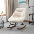 Tufted Boucle Upholstered High-Back Padded Indoor Rocking Chair