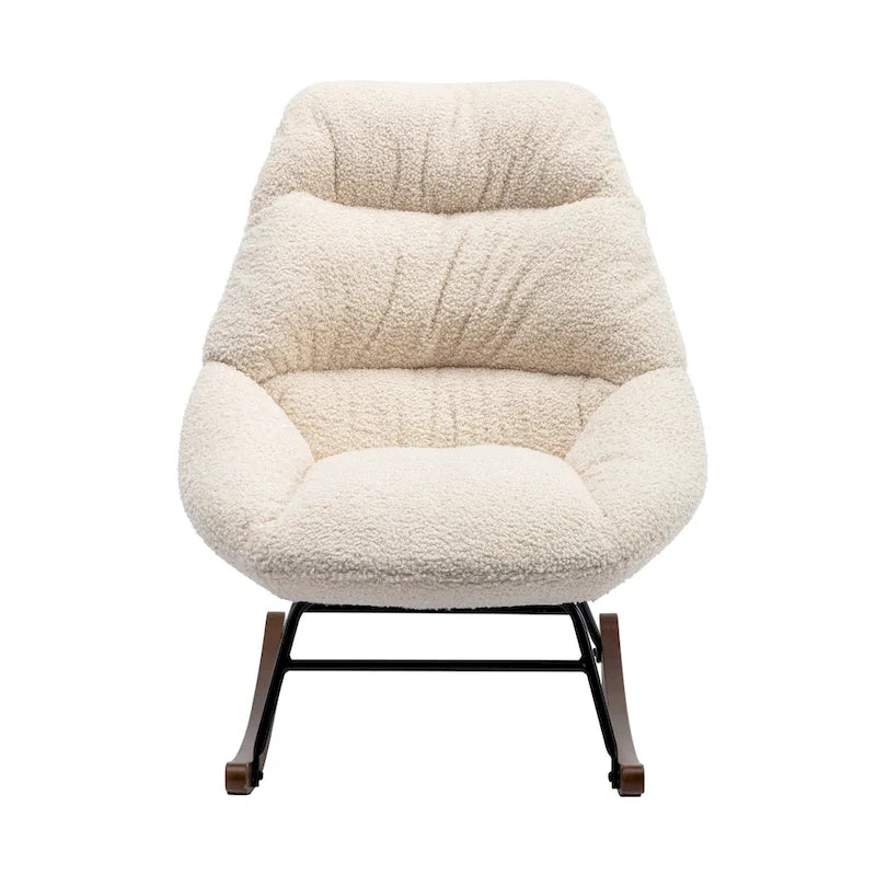 Tufted Boucle Upholstered High-Back Padded Indoor Rocking Chair