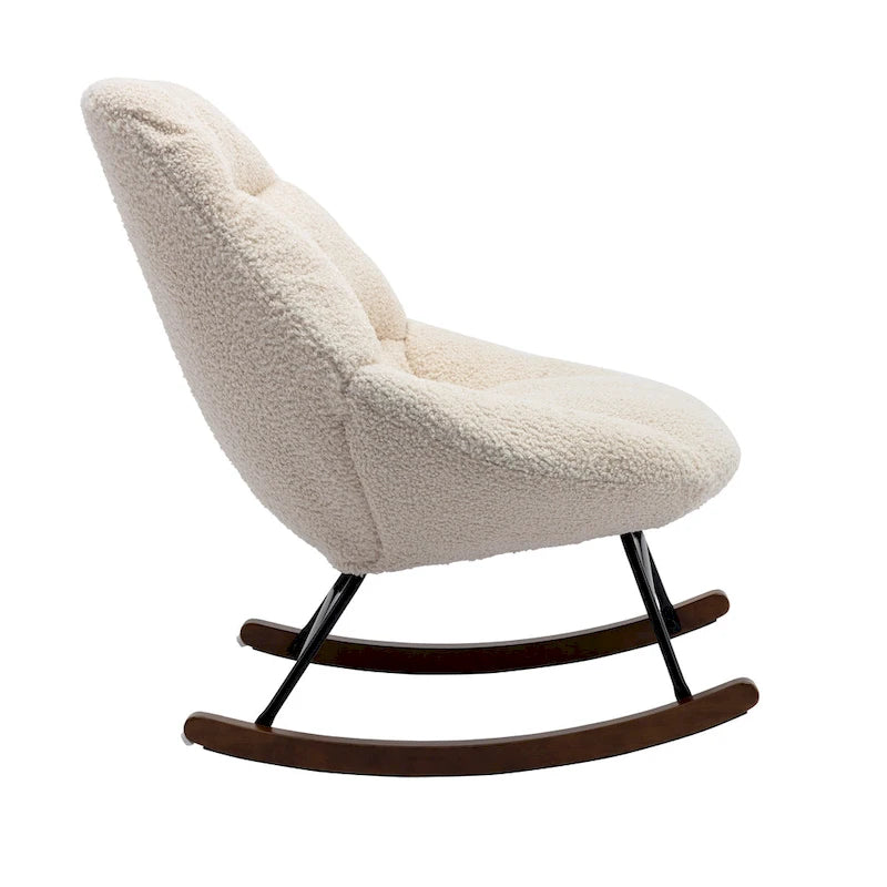 Tufted Boucle Upholstered High-Back Padded Indoor Rocking Chair