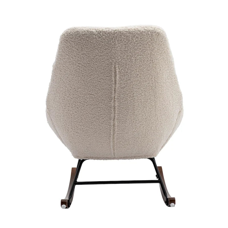 Tufted Boucle Upholstered High-Back Padded Indoor Rocking Chair