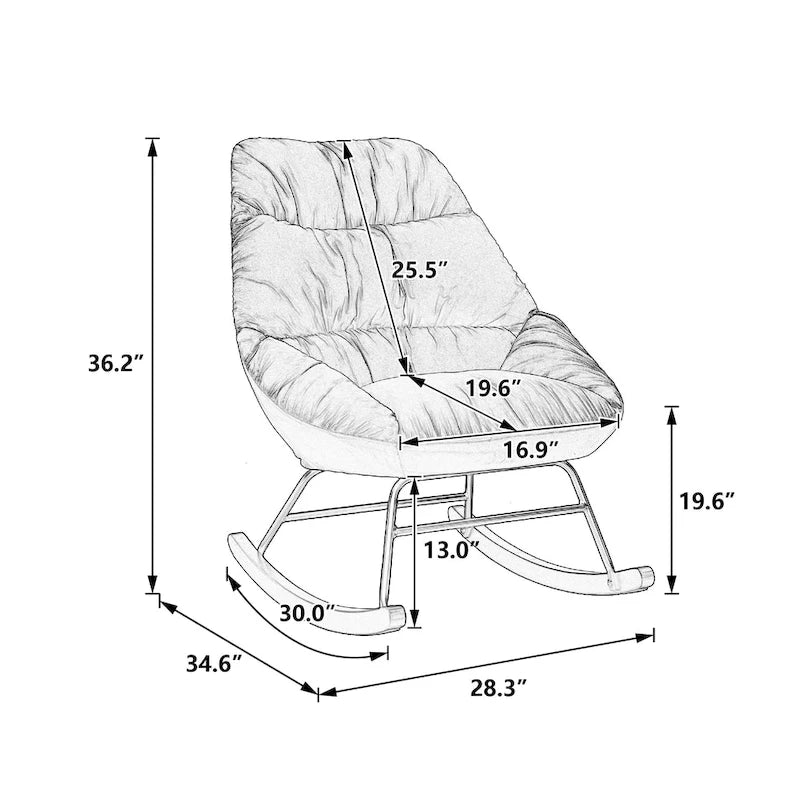 Tufted Boucle Upholstered High-Back Padded Indoor Rocking Chair